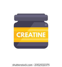 Creatine nutrition icon flat vector. Sport supplement. Protein container isolated