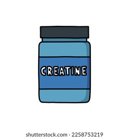 creatine powder doodle icon, vector illustration