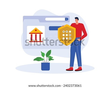 Creating an account on a secure online banking web, account protection and creating a pin number, secure payment vector illustration.