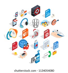Creating advertising icons set. Isometric set of 25 creating advertising vector icons for web isolated on white background