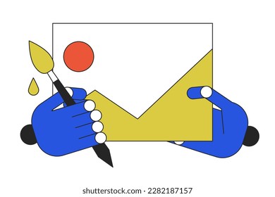 Creación de una ilustración de manchas vectoriales de concepto de línea de imagen generada por IA. Caricatura 2D de color plano editable manos robóticas en blanco para el diseño web. El bot en línea creativo de la idea de la línea para el sitio web, móvil, blog