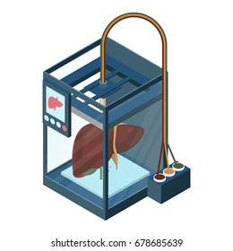 Creating artificial liver on three dimensional printer vector illustration