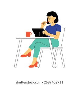 Creating artwork or designs on digital tablet illustration