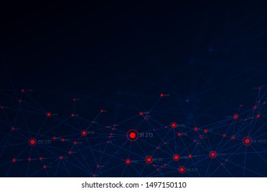 Creating big data The concept of future block chain technology. Global network connection. vector illustratio