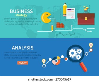 Creating business strategy plan, generating report. Growth chart with magnifying glass focusing on point. Representing success and financial growth. Graphical analysis in flat design style