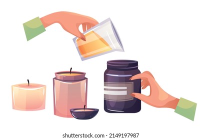 Creando velas hobby ilustración artesanal. Concepto de diseño gráfico vectorial