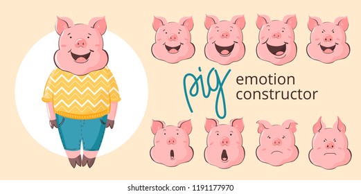 Creating a collection of cute cat characters. Different emotions happy, sad, angry, interesting, funny, laughing, angry, frustrated, scared. Zodiac symbol