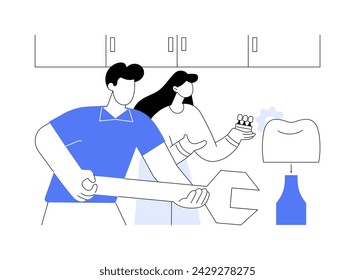 Creating crowns abstract concept vector illustration. Dental technicians making dental crowns together, oral medicine, prosthodontics sector, teeth prosthesis production abstract metaphor.