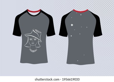 Creating a female figure and star t-shirt with a vector background. Cut or treat the shirt. Shirts.