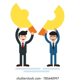 Creating ideas - cooperation. Business vector concept illustration
