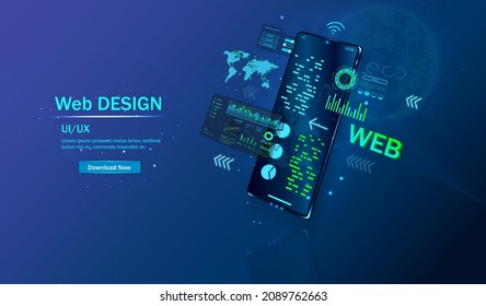 Crear un sitio de Internet para varias plataformas. Crear una aplicación móvil para un smartphone. Proceso de creación de una página web y codificación del código del sitio. Tecnología para crear sitios web.