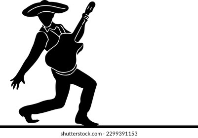 Creating a music-inspired design with a silhouette vector of a Mexican rockstar holding a guitar