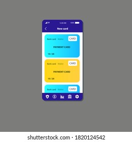Creating New Card Bank App Page Mobile App UI Vector Design
