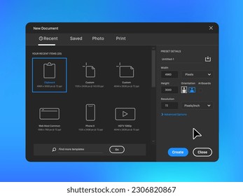 Creating a New Document in a Raster Graphics Editor. Selecting resolution formats. Getting started as a designer