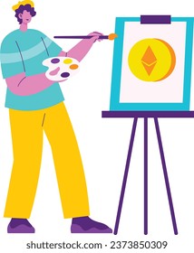 Creating NFT Crypto Bitcoin Blockchain illustration