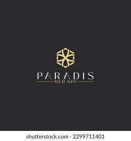 Creating a Relaxing Oasis: The Logo of Paradise Made Spa A beautiful and serene spa logo for Paradise Made, with a pleasant oasis-like ambiance that beckons guests to unwind and rejuvenate