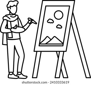 creating and searching for inspiration while balancing with everything in life Concept, Paint Artist vector outline icon design, behavioral orientations symbol, Individual identity Style of life Sign