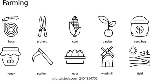 Creating a set of farming icons involves designing simple and recognizable symbols that represent various aspects of agriculture and farming. 