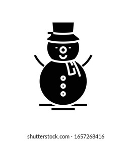 Creating snowman black icon, concept illustration, vector flat symbol, glyph sign.