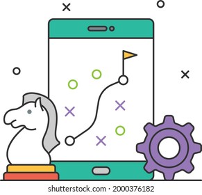 Erstellen eines Erfolgsfahrplan-Konzepts, Vektorsymbol-Design, eBusiness Strategy Symbol, Marketing Plan Signing, Verwaltung und Betriebsmanagement Stockillustration