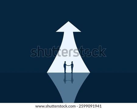 Creating Success Together, Two Businessmen Agreeing at the Growth Arrow Gate