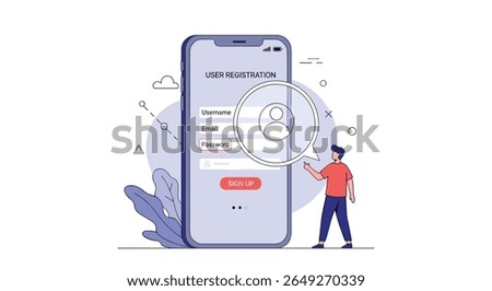 Creating a User Profile Interface on a Smartphone with a Person Filling Out a Form Digitally