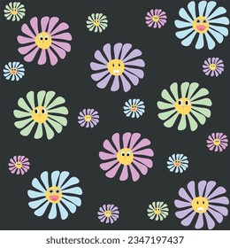 Creating a variety of flower vector patterns with different expressions to convey emotions