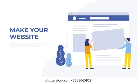 Creating a website vector. Internet page for the business. Flat illustration.  