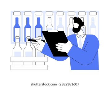 Creating wine list abstract concept vector illustration. Professional sommelier creates wine list, service sector, horeca business, diverse alcohol bottle in restaurant abstract metaphor.