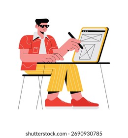 Creating wireframe layout for new app or website illustration