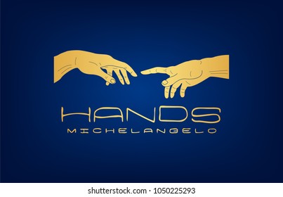 The Creation of Adam Hands Michelangelo vector