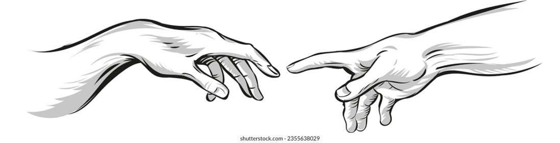 Creation of adam Michelangelo vector hands