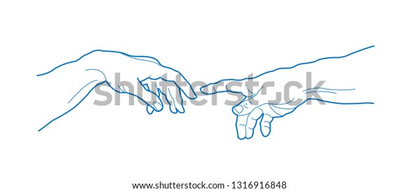 Creation of adam\
Michelangelo vector\
hands