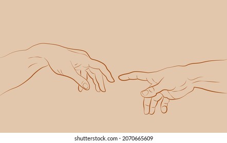 Creation of Adam Minimalist Hands Vector Illustration