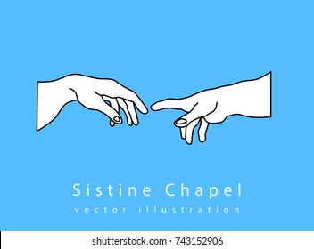 Creation of Adam in Sistine Chapel - simple illustration