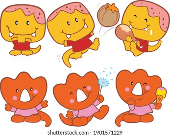 Creation Cartoon characters in cute and clean style, suitable for children and teenagers, can be used as an image. Of products and services