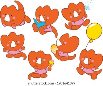 Creation Cartoon characters in cute and clean style, suitable for children and teenagers, can be used as an image. Of products and services