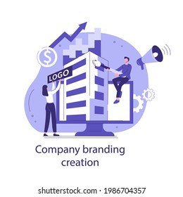 Creation of company branding. Flat style business concept. Vector illustration.