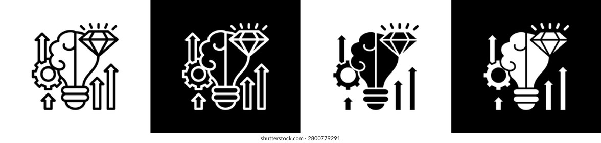 Creation Icon In Outline And Glyph Styles With Black And White Variations