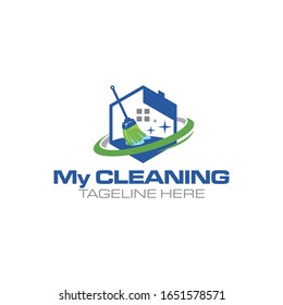 Diseño del logo de creación para limpieza de casa. diseño moderno y elegante del logotipo vectorial
