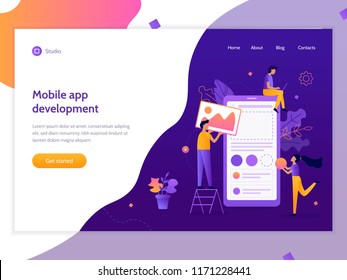 The creation mobile application  Web banner design template  Easy to edit   customize  Flat vector illustration 