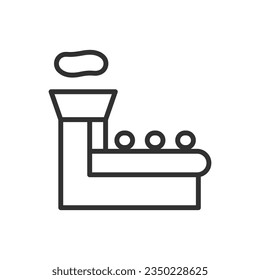 Creation of mozzarella balls from a large piece, linear icon. Cheese making stage. Line with editable stroke