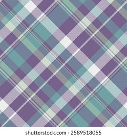 Creation pattern plaid background, jpg check tartan texture. Collage vector seamless fabric textile in violet and cyan colors palette.