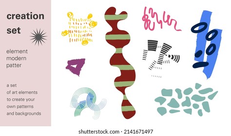 Creation set. Elements for creating your patterns and backgrounds. Handwork. Vector illustration.
