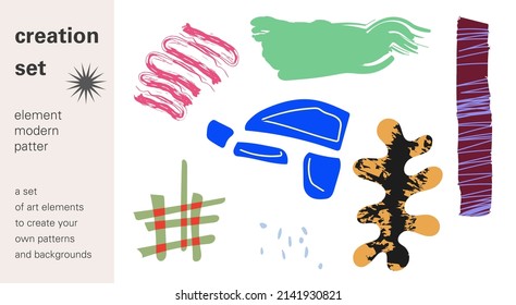 Creation set. Elements for creating your patterns and backgrounds. Handwork. Vector illustration.