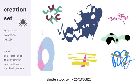 Creation set. Elements for creating your patterns and backgrounds. Handwork. Vector illustration.