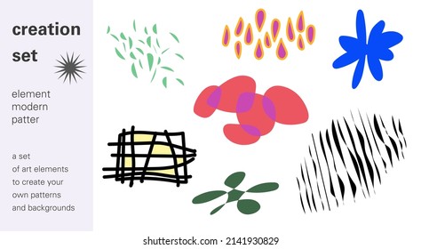 Creation set. Elements for creating your patterns and backgrounds. Handwork. Vector illustration.