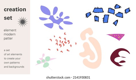 Creation set. Elements for creating your patterns and backgrounds. Handwork. Vector illustration.