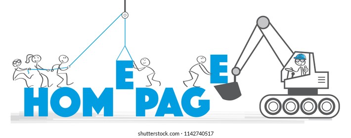 creation team and the word homepage vector illustration concept