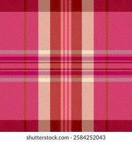 Creation texture tartan textile, buffalo pattern plaid background. Square vector check seamless fabric in red and pink colors palette.